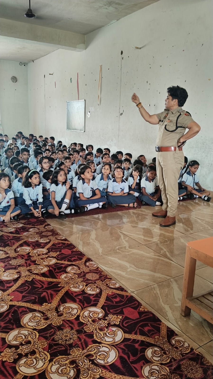 Women Police made Ekta Public School girl students aware about good touch, bad touch, traffic rules and cyber crime